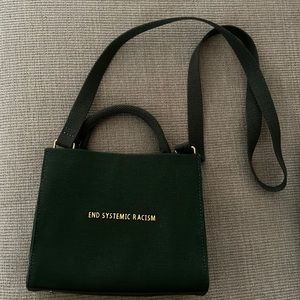 Brandon Blackwood End Systemic Racism green canvas handbag comes w/ strap